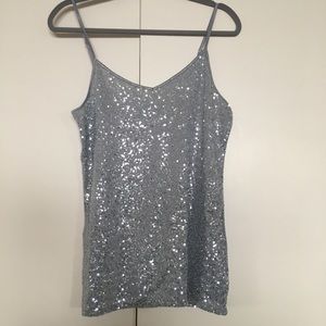 Silver sequin tank